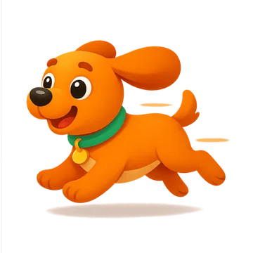 Mascote do Cão360 correndo feliz